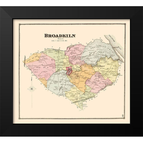 Broadkiln Delaware Landowner - Beers 1868 Black Modern Wood Framed Art Print by Beers