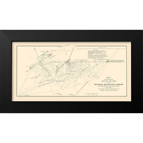 Breakwater Harbor Mud Shoal - Smith 1836 Black Modern Wood Framed Art Print by Smith