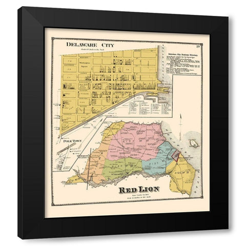 Delaware City, Red Lion Delaware Landowner Black Modern Wood Framed Art Print with Double Matting by Beers