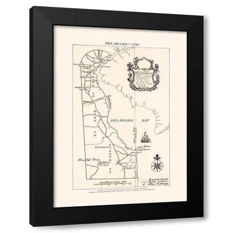 Delaware - Churchman 1787  Black Modern Wood Framed Art Print by Churchman