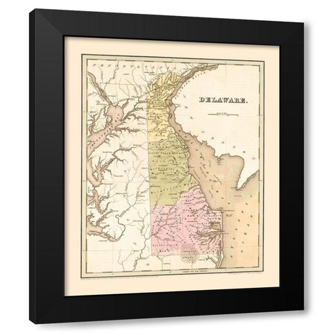 Delaware - Lucas 1838  Black Modern Wood Framed Art Print by Lucas