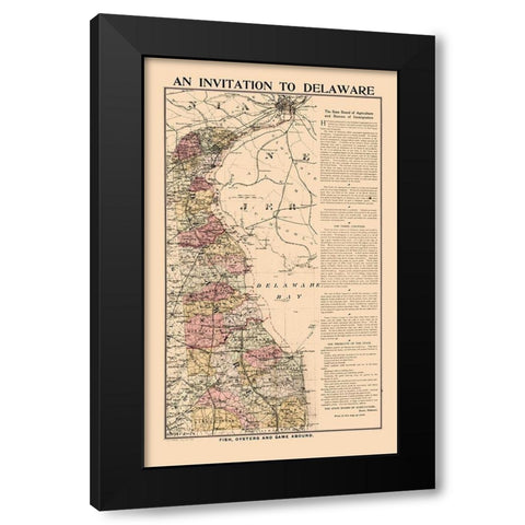 Delaware - Smith 1903  Black Modern Wood Framed Art Print by Smith