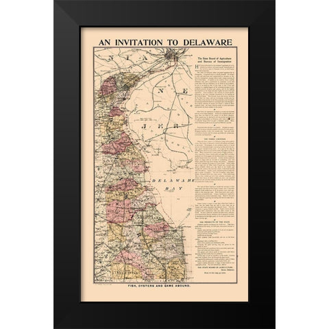 Delaware - Smith 1903  Black Modern Wood Framed Art Print by Smith
