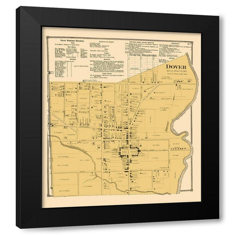 Dover Delaware Landowner - Beers 1868 Black Modern Wood Framed Art Print by Beers