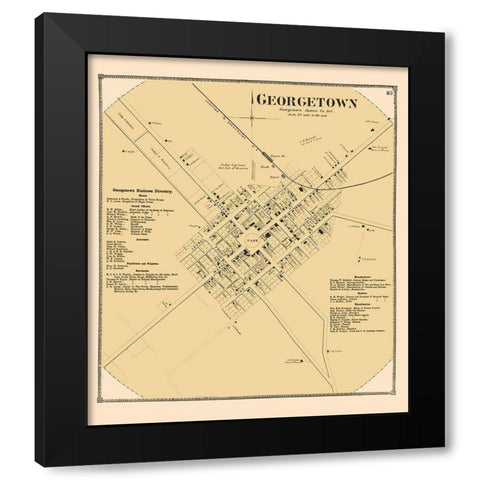 Georgetown Delaware Landowner - Beers 1868 Black Modern Wood Framed Art Print with Double Matting by Beers