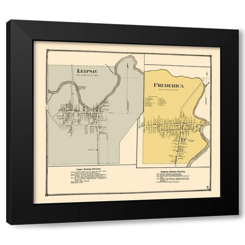 Leipsic, Frederica Delaware Landowner - Beers 1868 Black Modern Wood Framed Art Print with Double Matting by Beers