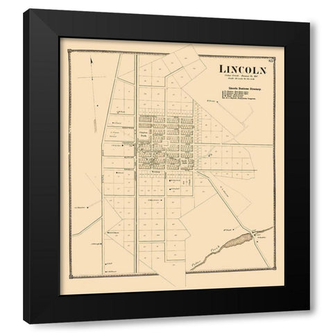 Lincoln Delaware Landowner - Beers 1868 Black Modern Wood Framed Art Print with Double Matting by Beers