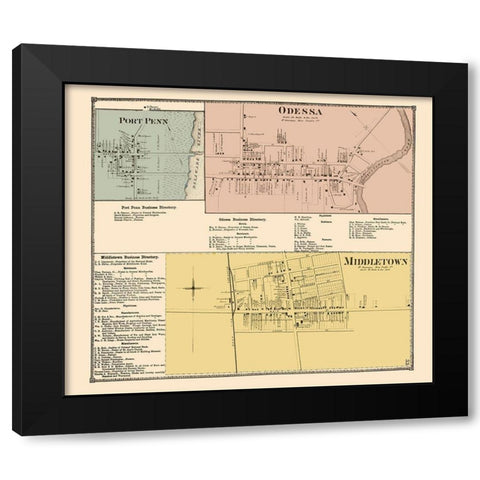 Middletown, Odessa, Port Penn Delaware Landowner Black Modern Wood Framed Art Print by Beers
