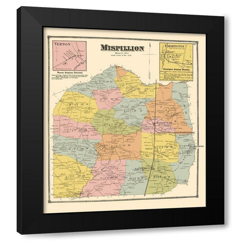 Mispillion Delaware Landowner - Beers 1868 Black Modern Wood Framed Art Print with Double Matting by Beers