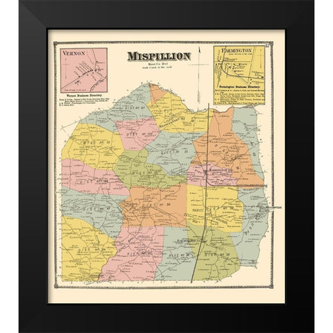 Mispillion Delaware Landowner - Beers 1868 Black Modern Wood Framed Art Print by Beers