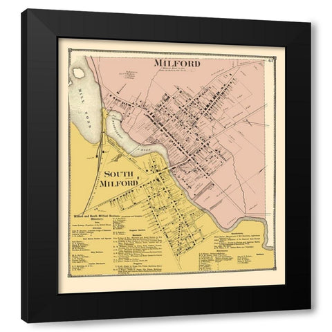 Milford, South Milford Delaware Landowner Black Modern Wood Framed Art Print by Beers