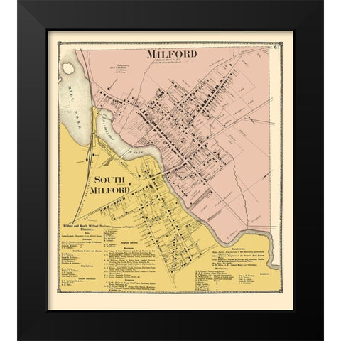 Milford, South Milford Delaware Landowner Black Modern Wood Framed Art Print by Beers