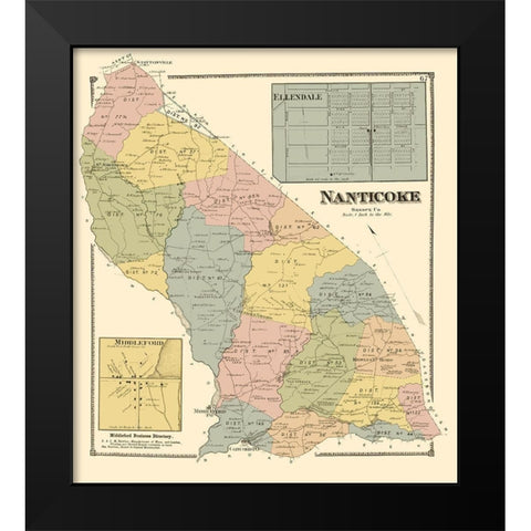 Nanticoke Delaware Landowner - Beers 1868 Black Modern Wood Framed Art Print by Beers