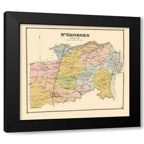 St Georges Delaware Landowner - Beers 1868 Black Modern Wood Framed Art Print by Beers