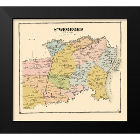St Georges Delaware Landowner - Beers 1868 Black Modern Wood Framed Art Print by Beers