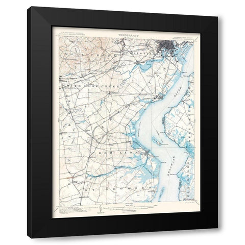 Wilmington Delaware Quad - USGS 1906 Black Modern Wood Framed Art Print by USGS