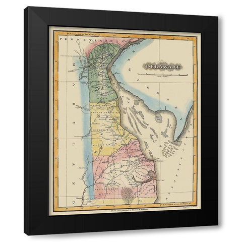 Delaware - Lucas 1823 Black Modern Wood Framed Art Print with Double Matting by Lucas