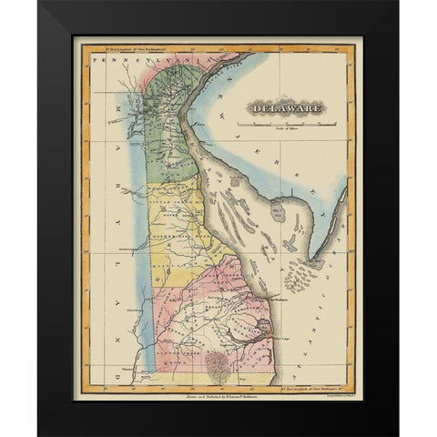 Delaware - Lucas 1823 Black Modern Wood Framed Art Print by Lucas