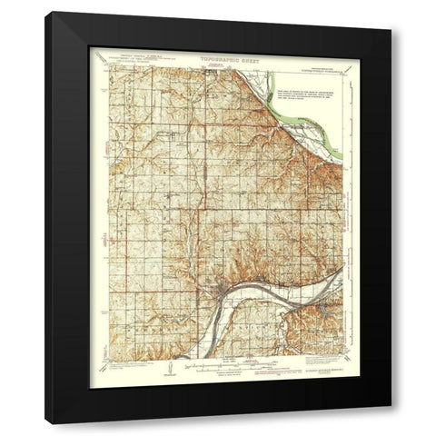 Bonner Springs Kansas Missouri Quad - USGS 1940 Black Modern Wood Framed Art Print with Double Matting by USGS