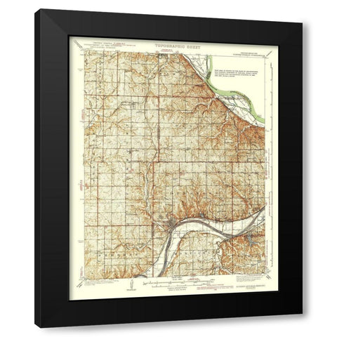 Bonner Springs Kansas Missouri Quad - USGS 1940 Black Modern Wood Framed Art Print by USGS