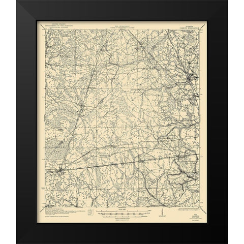 Cambon Florida Quad - USGS 1944 Black Modern Wood Framed Art Print by USGS