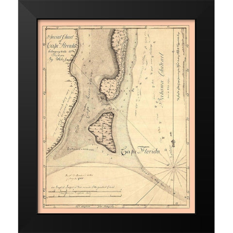 Atlantic Coast - De Brahm 1765 Black Modern Wood Framed Art Print by De Brahm