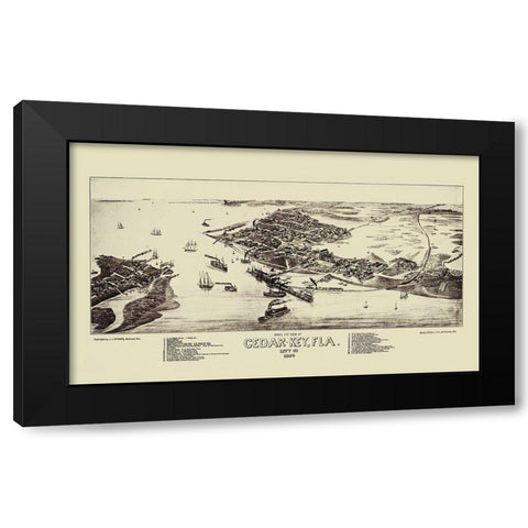 Cedar Key Florida - Stoner 1884 Black Modern Wood Framed Art Print with Double Matting by Stoner