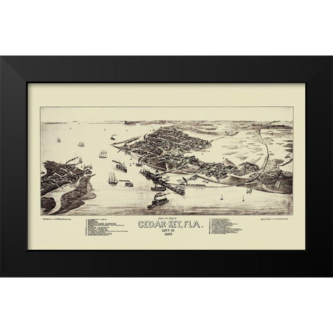 Cedar Key Florida - Stoner 1884 Black Modern Wood Framed Art Print by Stoner
