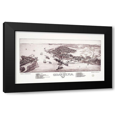 Cedar Key Florida - Stoner 1884 Black Modern Wood Framed Art Print by Stoner