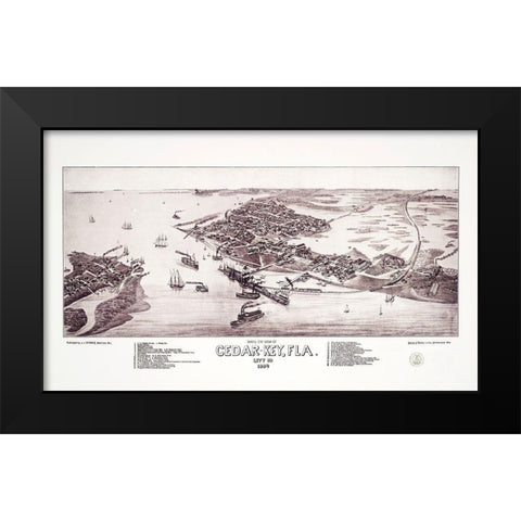 Cedar Key Florida - Stoner 1884 Black Modern Wood Framed Art Print by Stoner