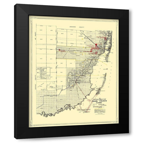 Dade Florida Road - Miami Motor Club 1921 Black Modern Wood Framed Art Print with Double Matting by Miami Motor Club