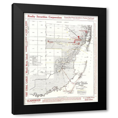 Dade Florida Road - Richeson 1921 Black Modern Wood Framed Art Print with Double Matting by Richeson