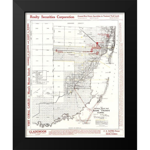 Dade Florida Road - Richeson 1921 Black Modern Wood Framed Art Print by Richeson