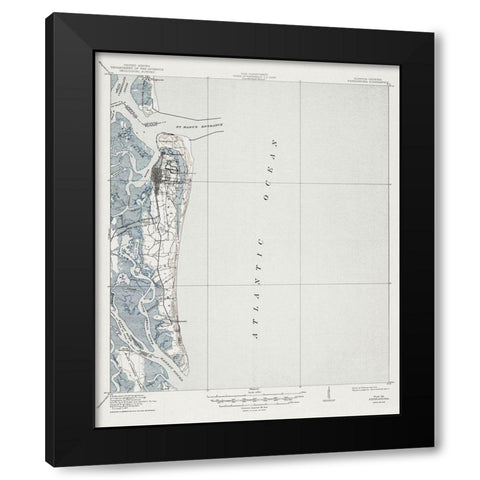 Fernandina Florida Quad - USGS 1919 Black Modern Wood Framed Art Print with Double Matting by USGS