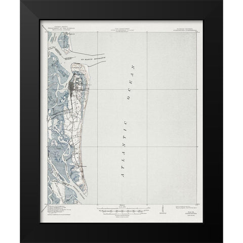 Fernandina Florida Quad - USGS 1919 Black Modern Wood Framed Art Print by USGS
