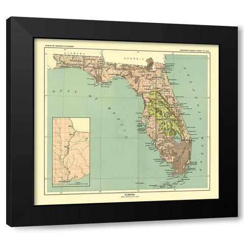 Florida - Hoen 1896 Black Modern Wood Framed Art Print by Hoen