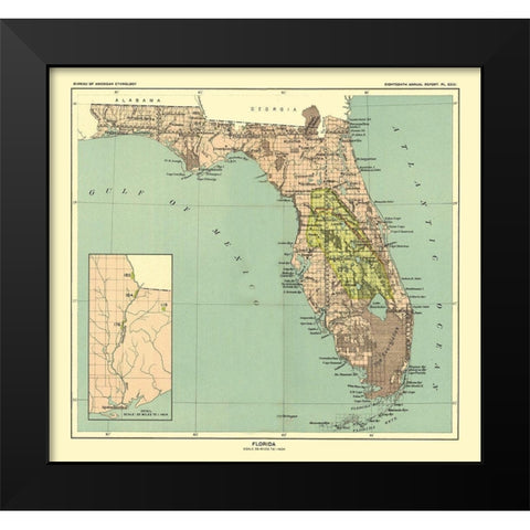 Florida - Hoen 1896 Black Modern Wood Framed Art Print by Hoen