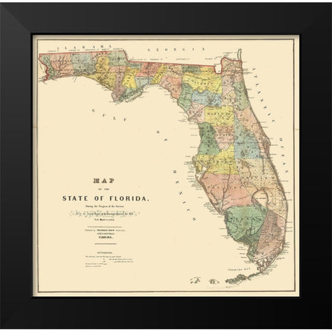 Florida - Drew 1856  Black Modern Wood Framed Art Print by Drew