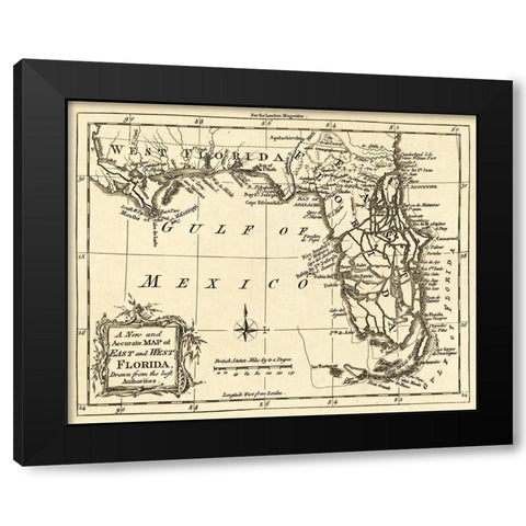 Florida -1765 Black Modern Wood Framed Art Print with Double Matting by Unknown