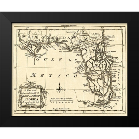 Florida -1765 Black Modern Wood Framed Art Print by Unknown