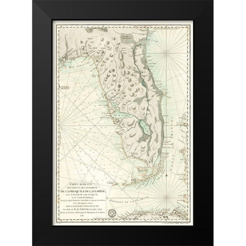 Florida - Sartine 1780  Black Modern Wood Framed Art Print by Sartine