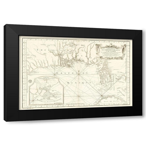Louisiana Florida Gulf Coast - Bellin 1764  Black Modern Wood Framed Art Print by Bellin