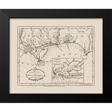 West Florida - Kitchin 1781  Black Modern Wood Framed Art Print by Kitchin