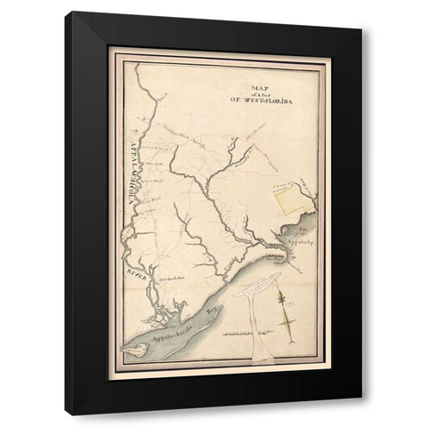 West Florida -1800 Black Modern Wood Framed Art Print with Double Matting by Unknown