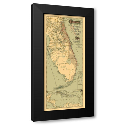Jacksonville, St Augustine, Indian River 1893 Black Modern Wood Framed Art Print with Double Matting by Matthews