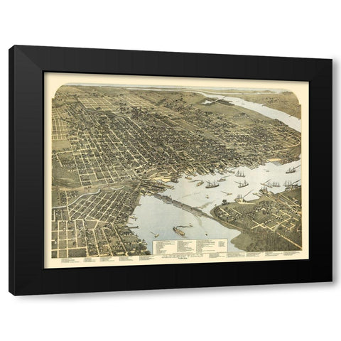Jacksonville Florida - Koch 1893 Black Modern Wood Framed Art Print with Double Matting by Koch