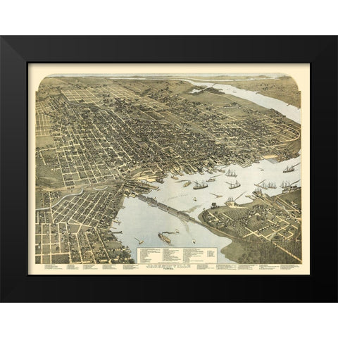 Jacksonville Florida - Koch 1893 Black Modern Wood Framed Art Print by Koch