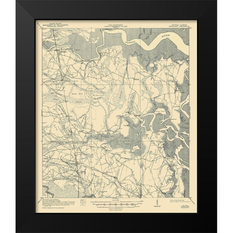 Kingsland Florida Georgia Quad - USGS 1918 Black Modern Wood Framed Art Print by USGS