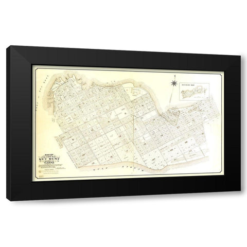 Key West Florida - Ashe 1906  Black Modern Wood Framed Art Print with Double Matting by Ashe