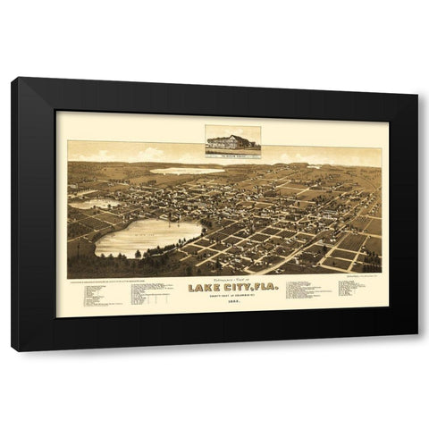 Lake City Florida - Beck 1885 Black Modern Wood Framed Art Print by Beck